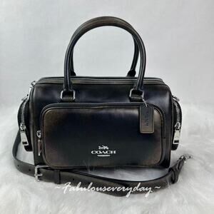 Coach Rowan Satchel Bag With Pockets Loved Leather/Silver/Black Brown CES83 NWT